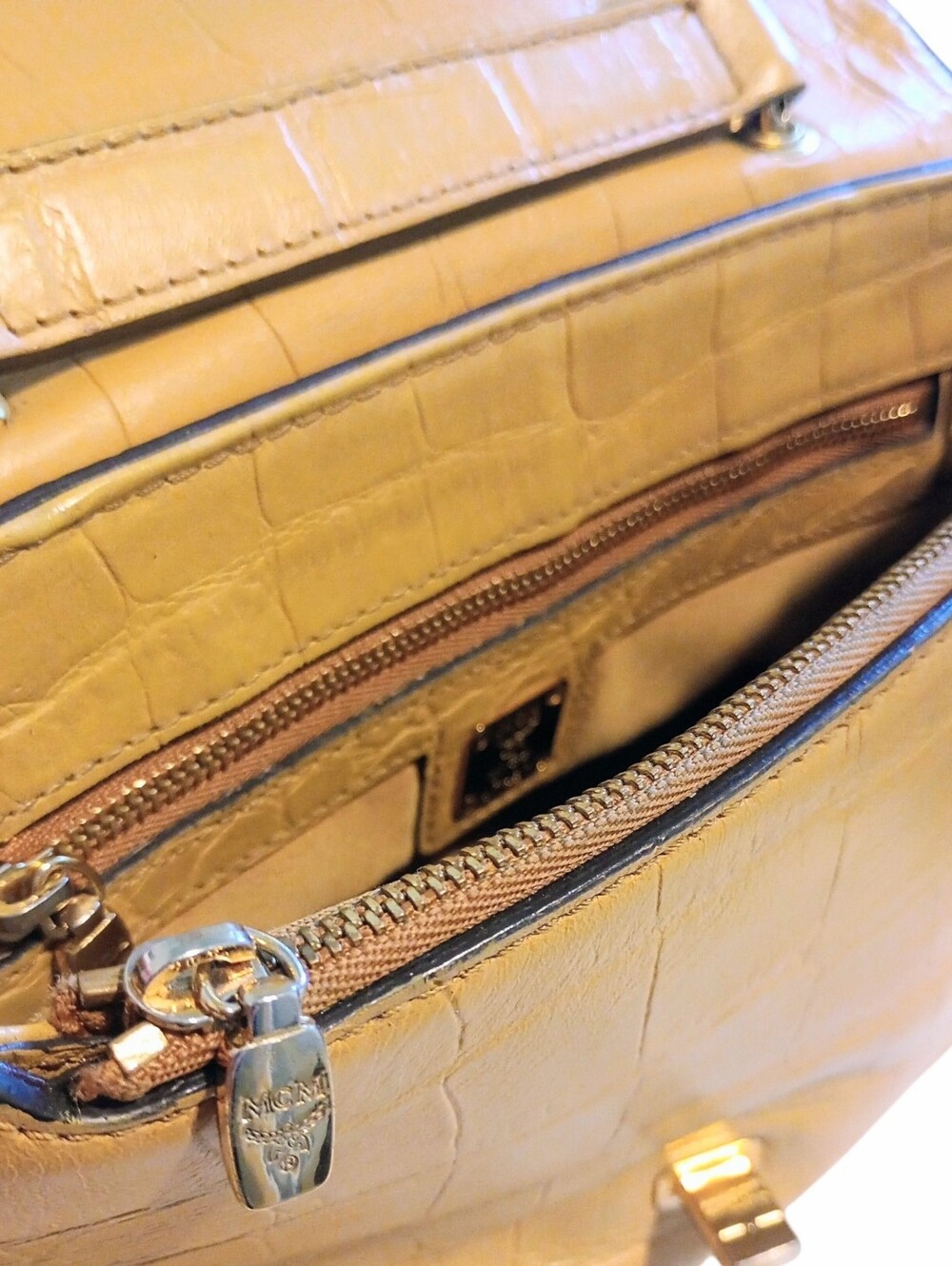 MCM Croc Embossed 2-Way Satchel Shoulder Bag - Picture 12 of 16